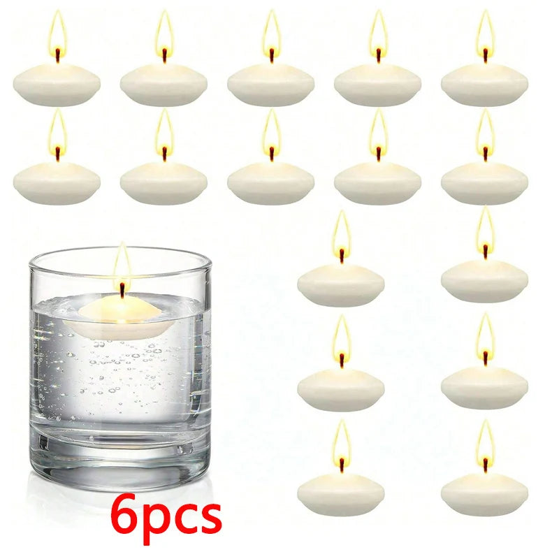 6/10/16Pcs Unscented Discs Candles Floating For Valentine's Day Party Wedding Home Bathtub Decor Romantic Confession Candlelight
