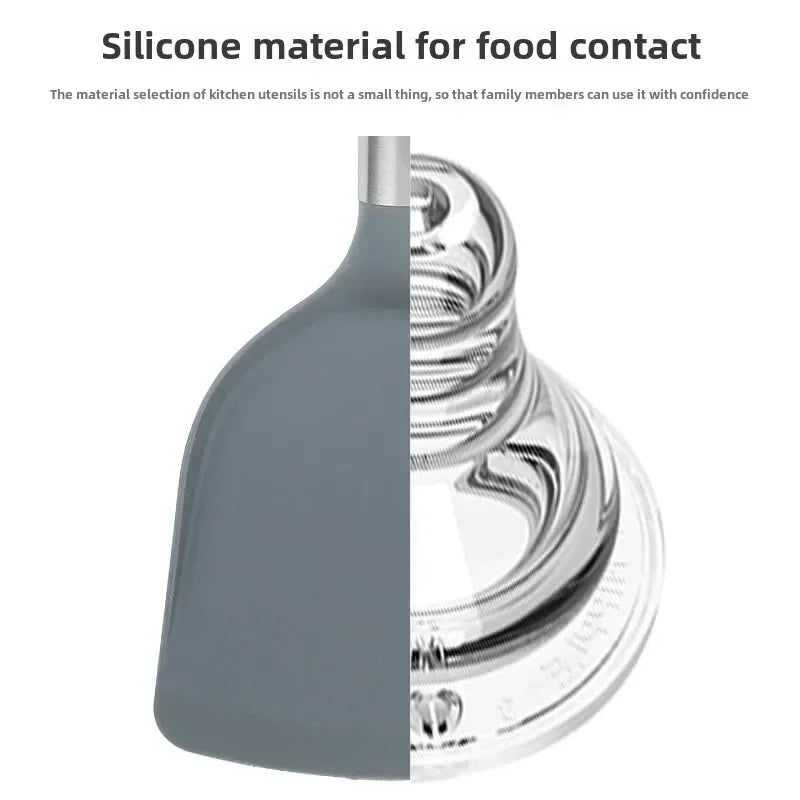 Silicone kitchen utensils, silicone spatula, wooden handle, silicone spatula, silicone soup spoon, leak spatula, non-stick pan