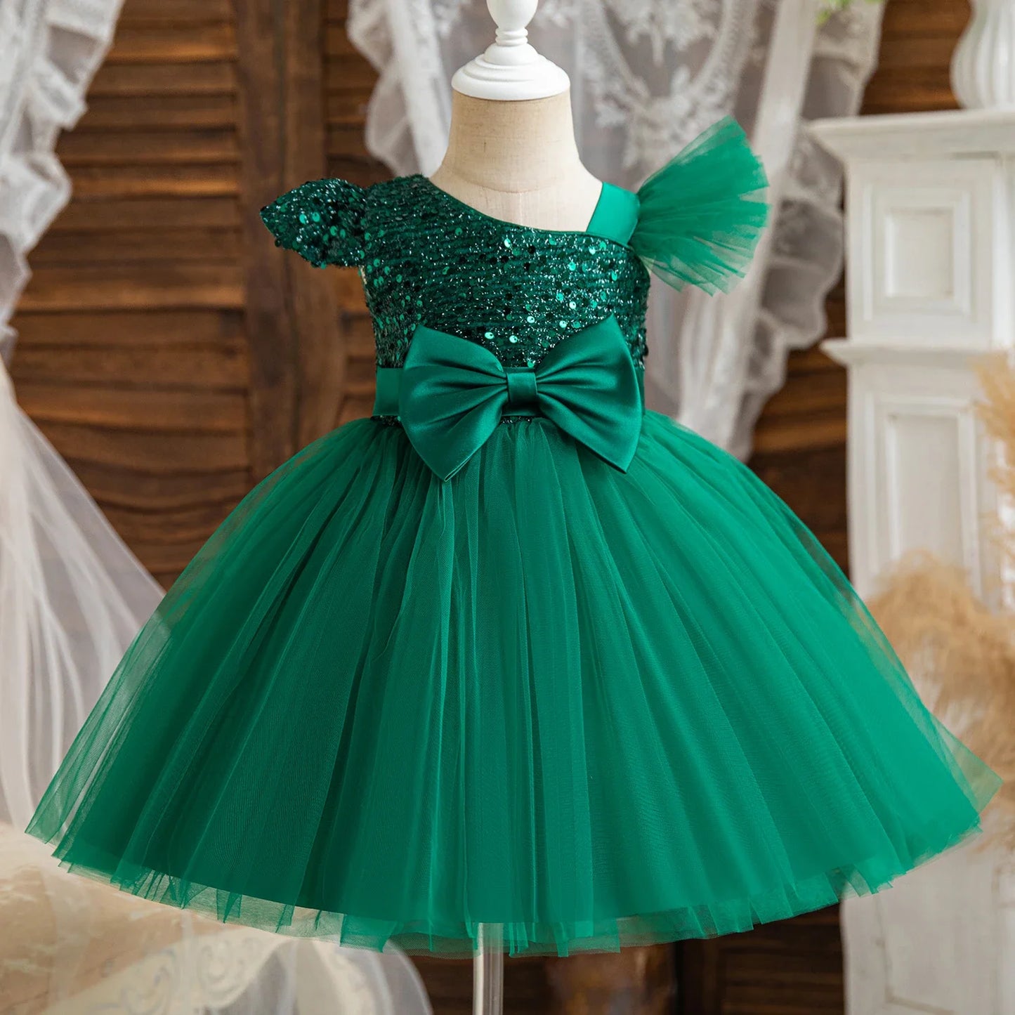 Princess Sequins Baptism Luxury Dress