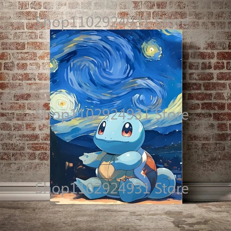 Classic Anime Pokemon Poster Pikachu Gengar Spray Charmander Starry Sky Series Canvas Painting Home Wall Decoration Art Painting