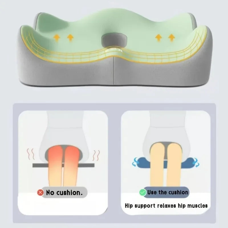 【Ergonomic Office Seat Cushion】3-Zone Memory Foam Lumbar Support Pillow Breathable Posture Corrector for Car Office Wheelchair