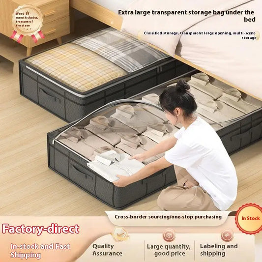 1PC Large Clothes Storage Bag Under Bed Foldable Quilt Clothes Storage Bag Doggy Bag Bedroom Dormitory Organizer Bag
