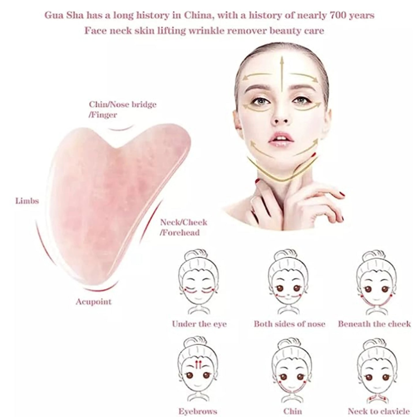 Rose Quartz Gua Sha For Face Massage