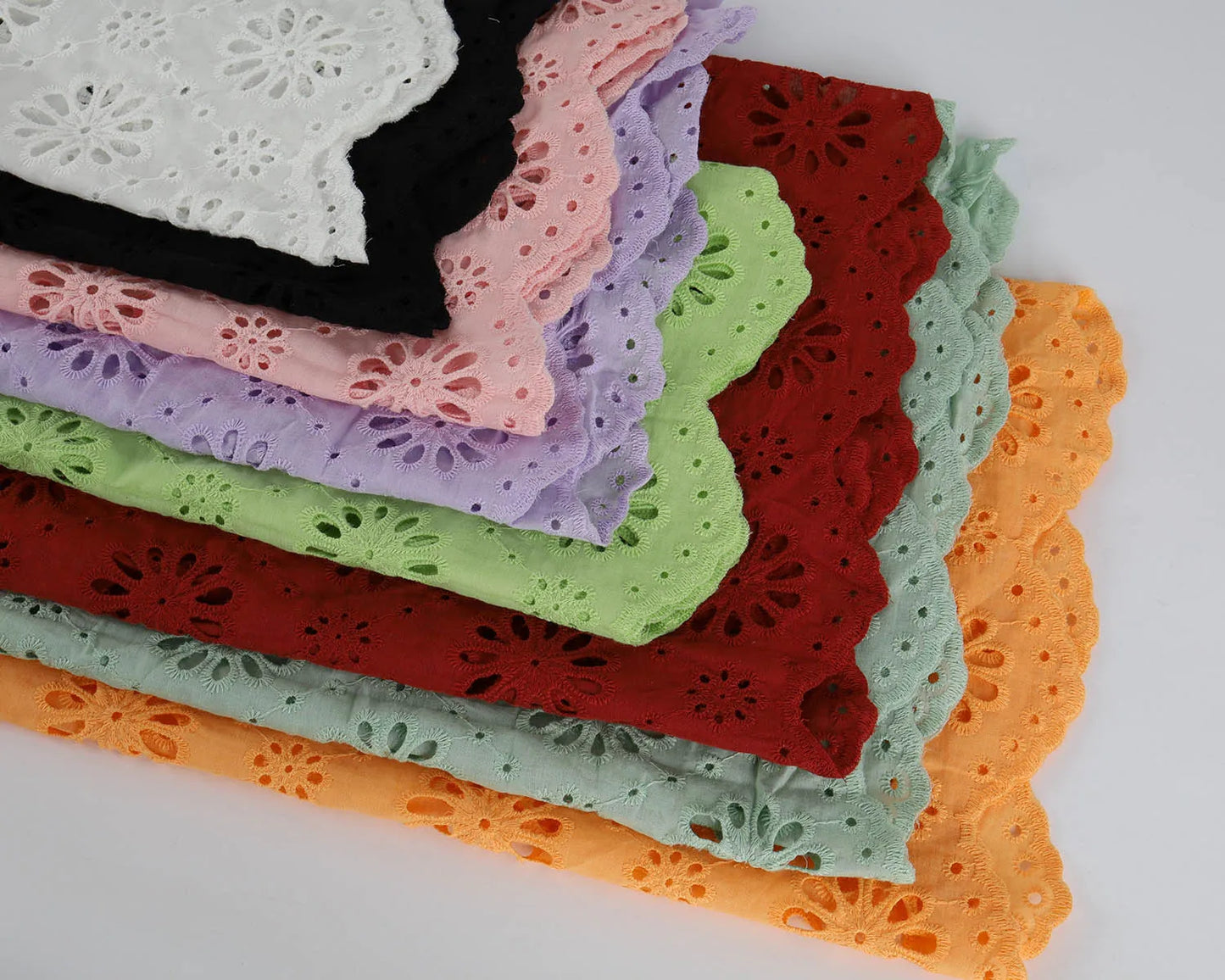 100% Cotton Hollow-out Embroidery Eyelet Lace Fabric - 50 inch wide sold by the yard