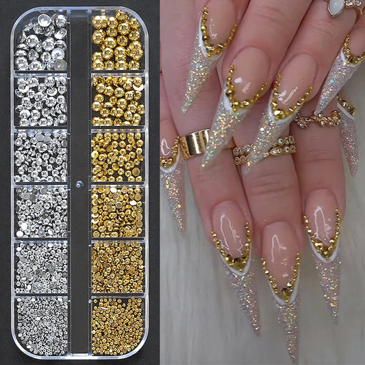 1 Box Half Round Flat back Nail Rhinestones