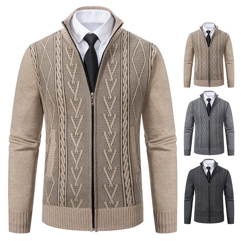 Cashmere padded warm casual men's knitted sweater coat