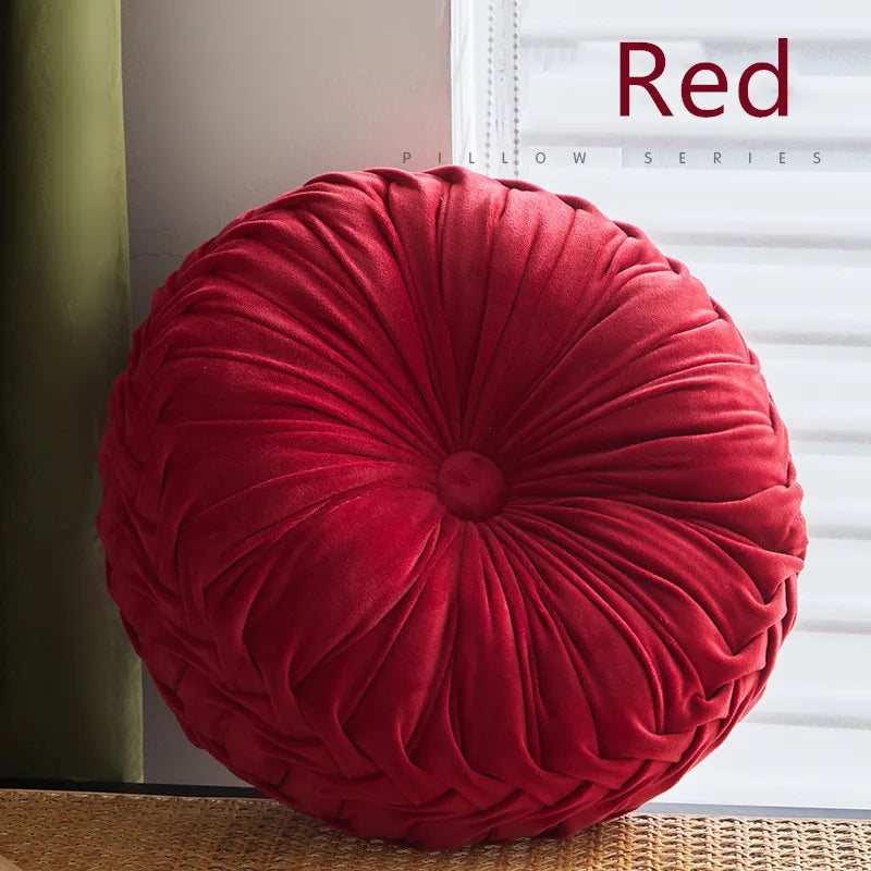 Round Pleated Throw Pillow