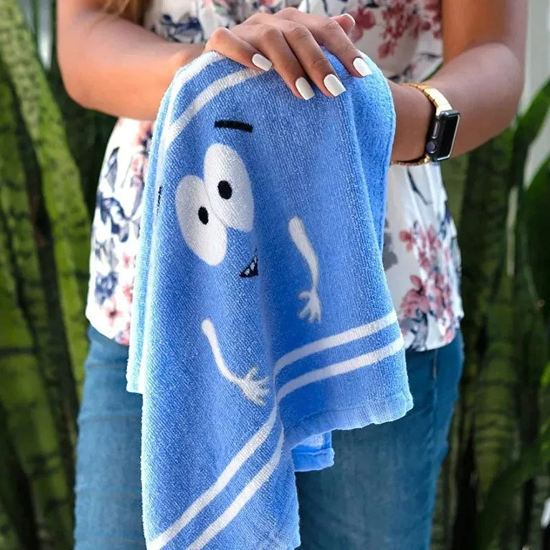 Cartoon Expression Soft Towel Cute Printing Quick-drying Double-sided Velvet Absorbent Towel Bath Wash Face Towel For Children