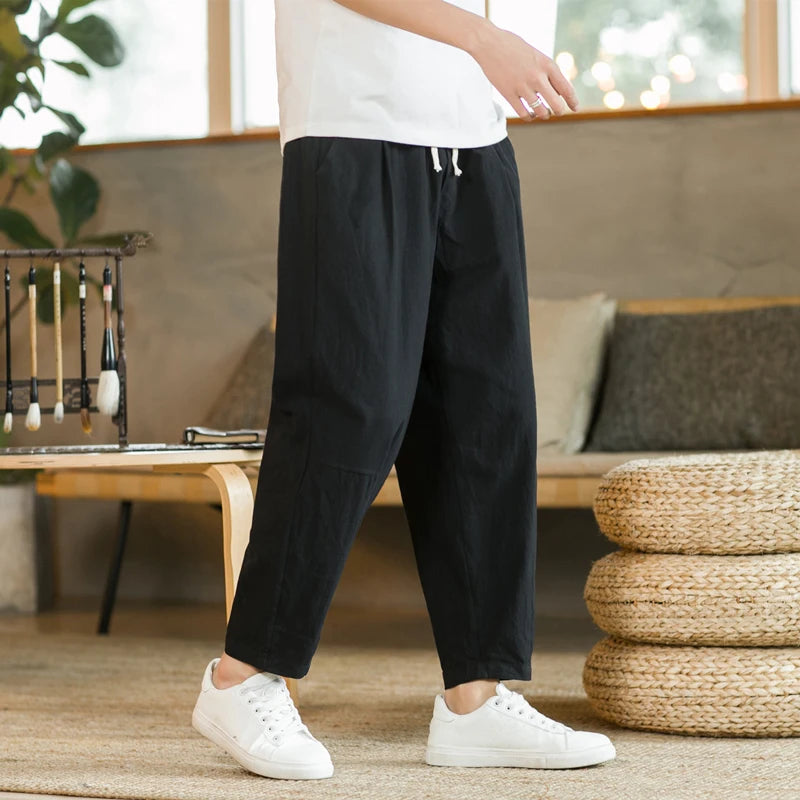 Men's Cotton Linen Breathable trousers casual wear