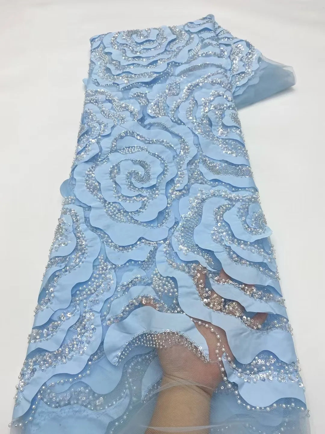 African Nigerian Groom Lace Fabric With Sequin,Hig-End Luxury Embeoidery,Heavy Fabric For Wedding Dress Party,Black