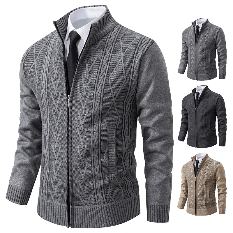 Cashmere padded warm casual men's knitted sweater coat
