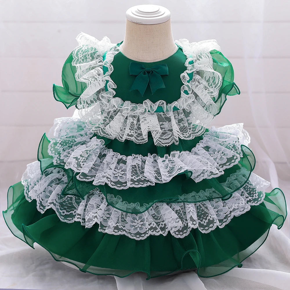 Lace Bow Flower Baptism Princess Dresses