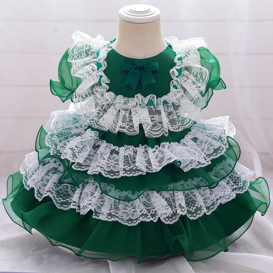 Lace Bow Flower Baptism Princess Dresses