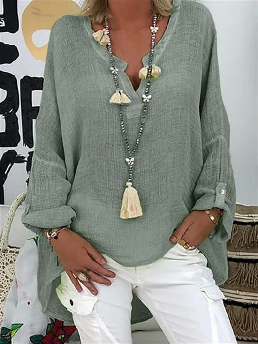 Pure Casual Style Slim Fit Linen Fabric Women shirt