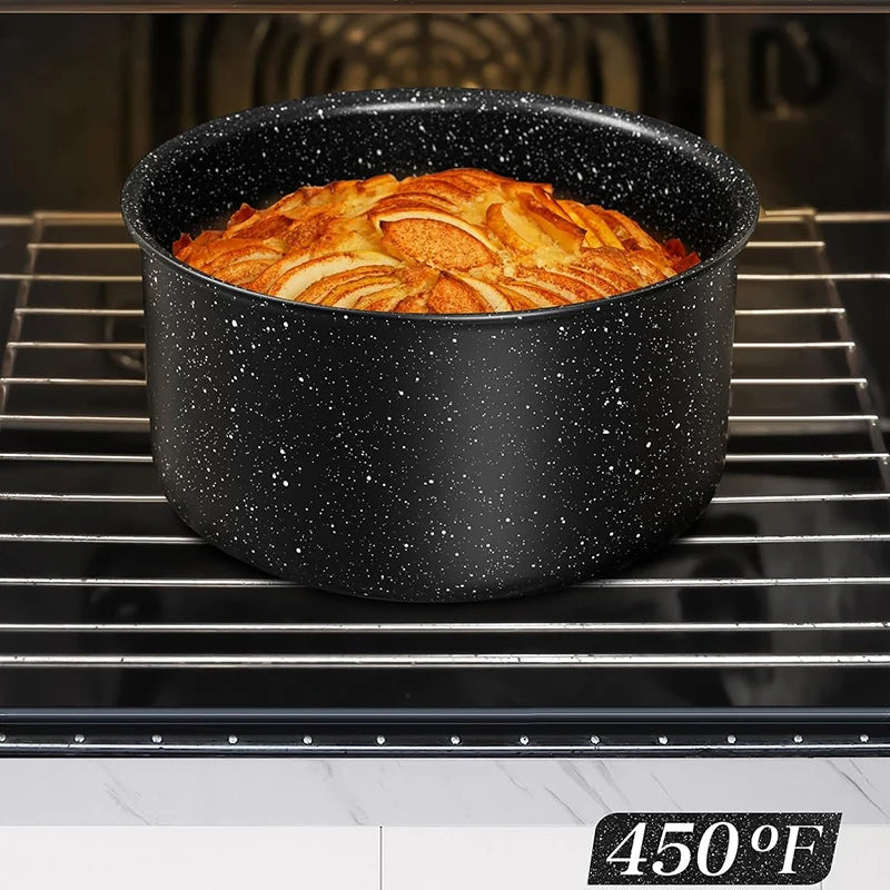 MICHELANGELO 6pcs/set Sauce Pan Set with Removable Handles 1Qt & 2 Qt & 3Qt Non Toxic Milk Pot Camping Stackable Cookware Set