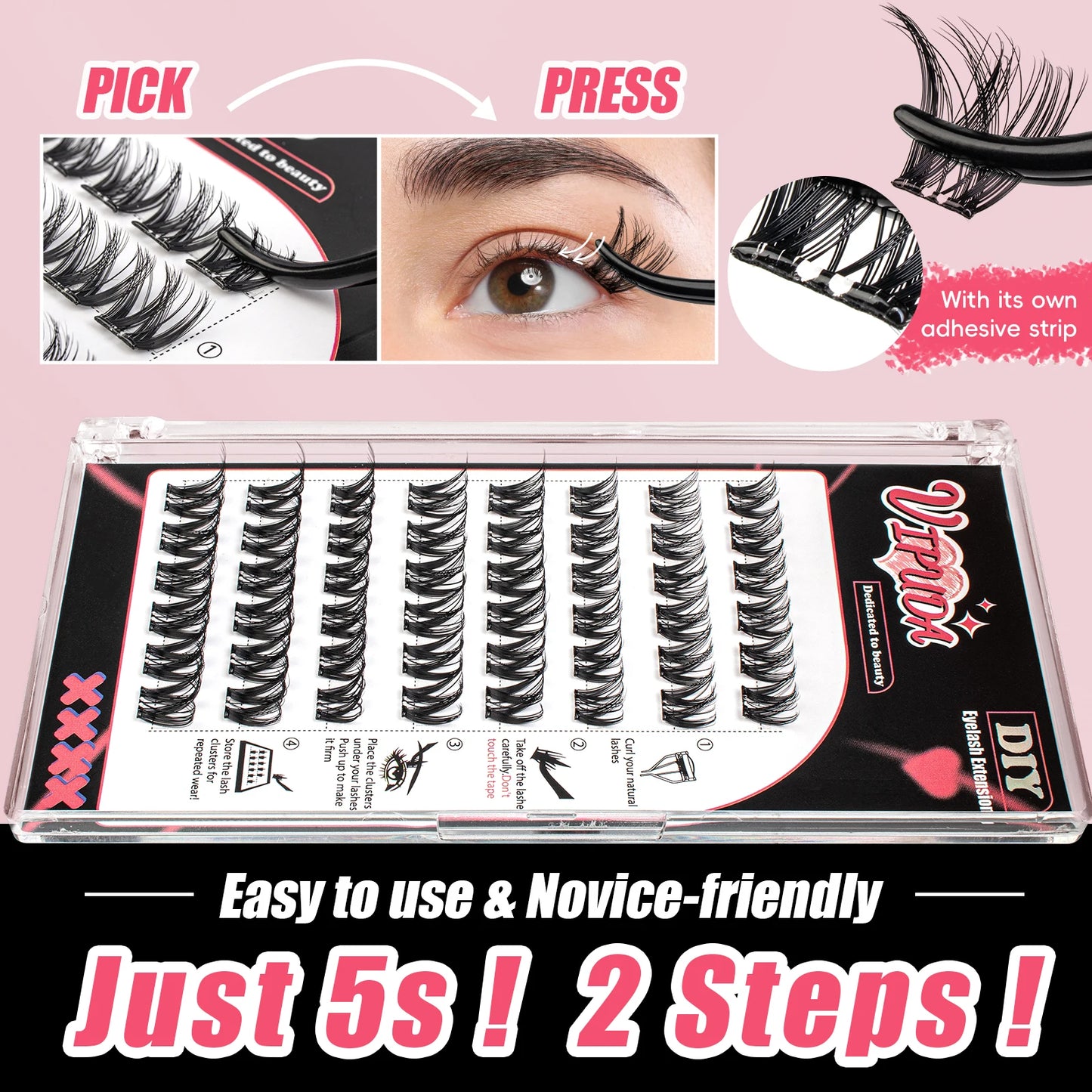 Adhesive Cluster Lashes Press on