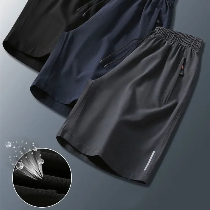 Summer Men Ice Silk Gym Sport Shorts