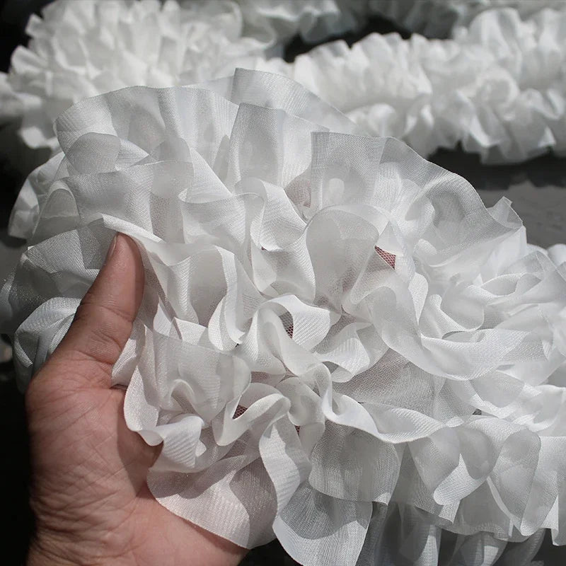 Large lace fabric with three-dimensional ruffles handmade DIY flower bouquet decorative designer fabric accessories