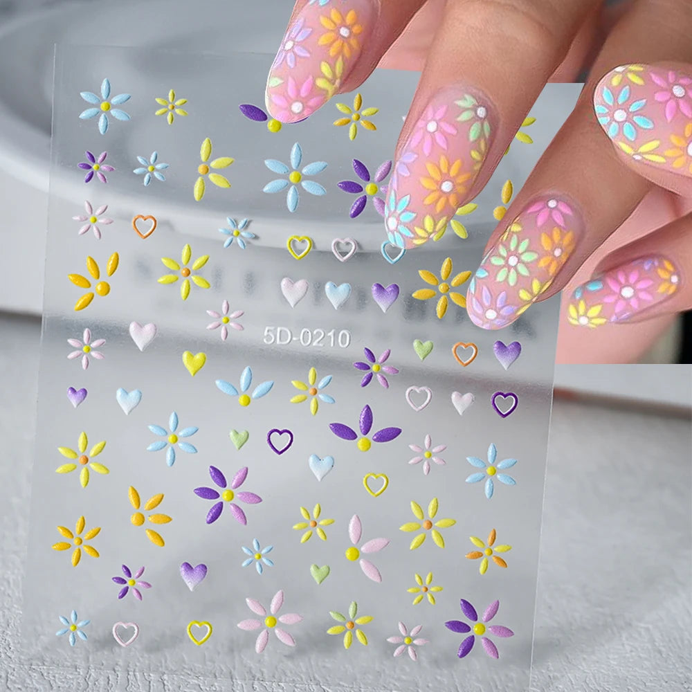5 D Macron Flower/Fruit Nail Charms Sticker