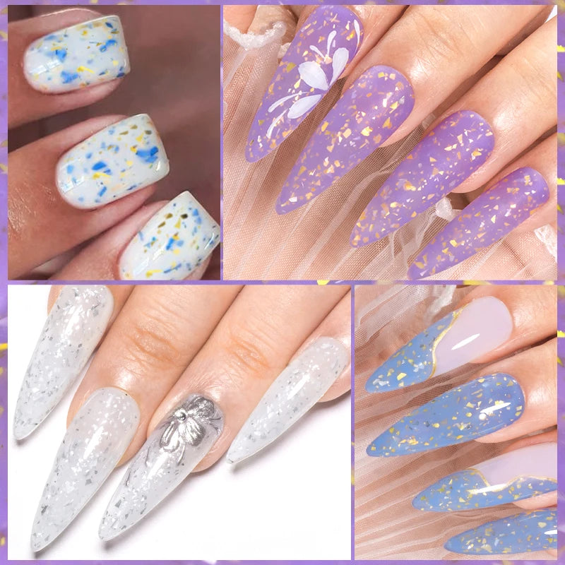 Gold Foil Glitter Rubber Base Nail Gel Polish