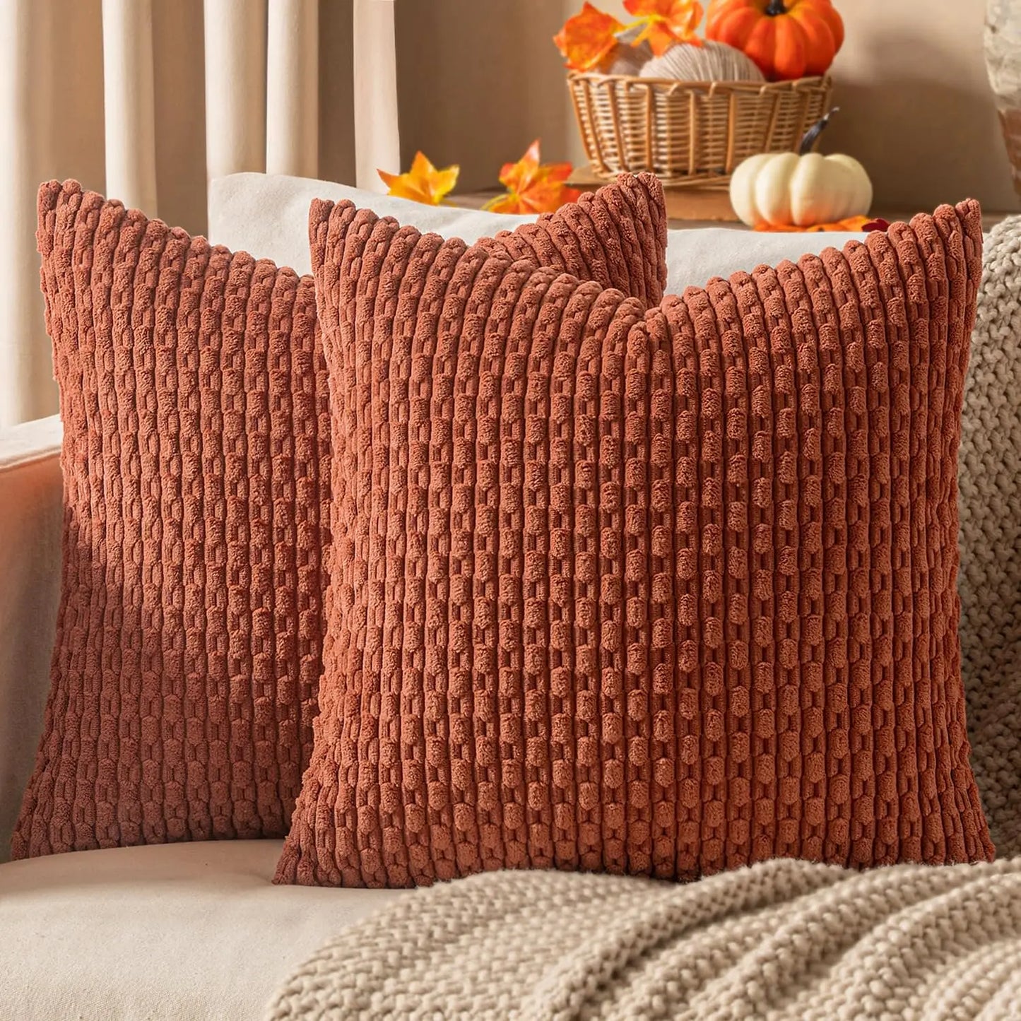 Soft Striped Fall Pillow