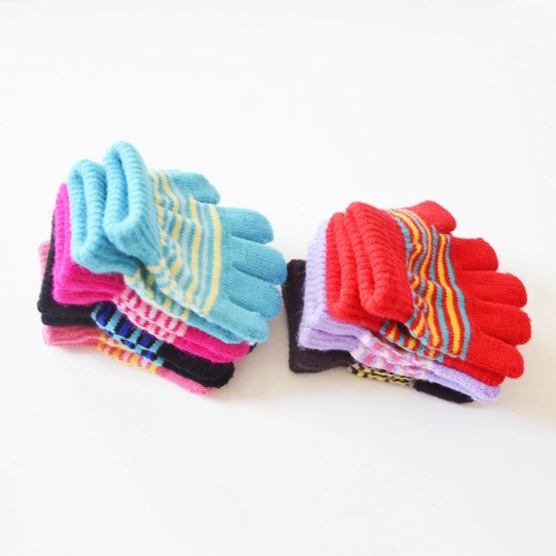 Baby Full Finger Knitted Stripe Mitten