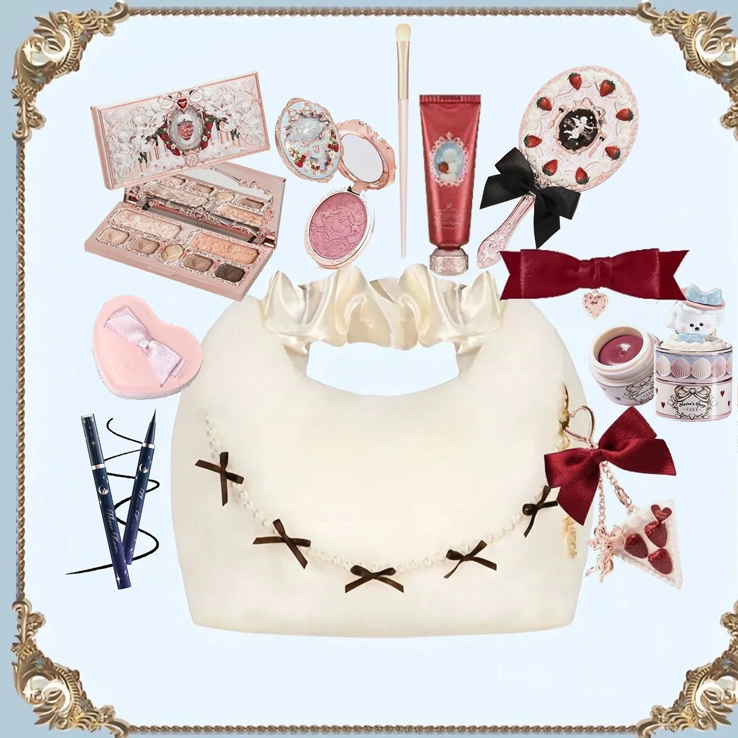 Flower Makeup Eye shadow Highlighter Powder Blush Lip Gloss Kit