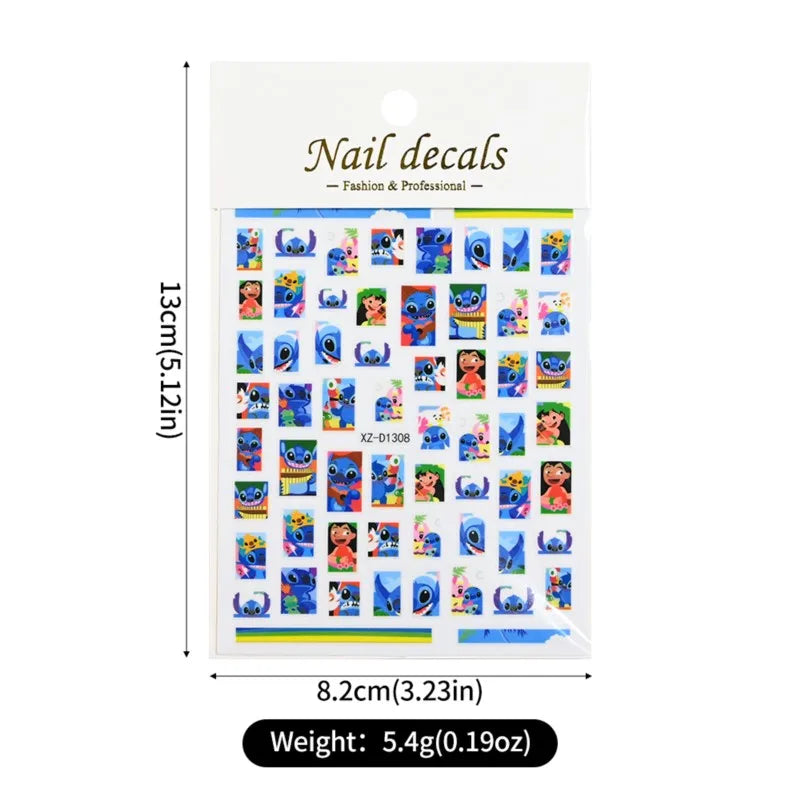 12 sheet Cartoon Stitch Angel Nail Stickers