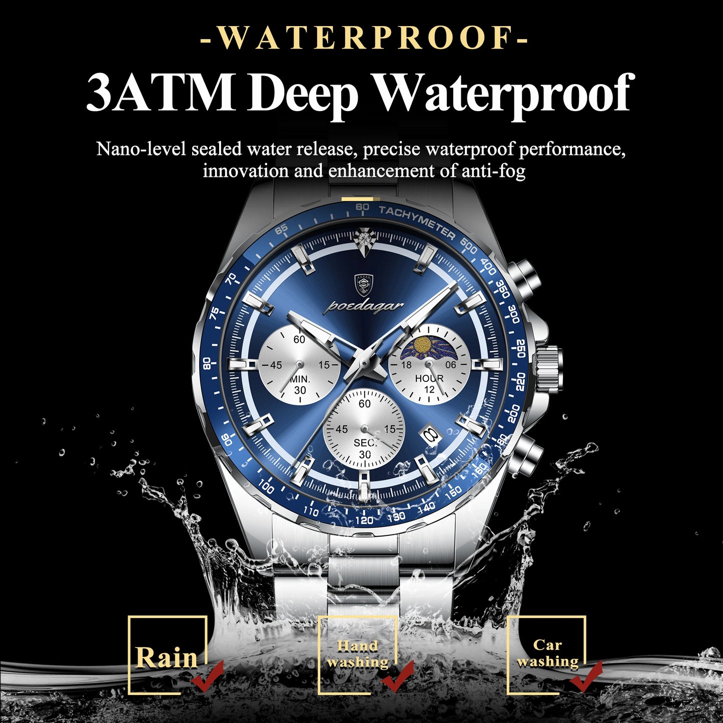 Luxury Waterproof Luminous Date Wristwatch