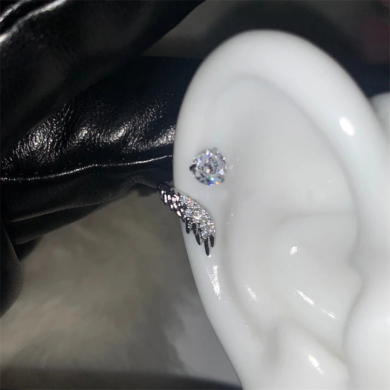 Silver Color Wing Stainless Steel Earring