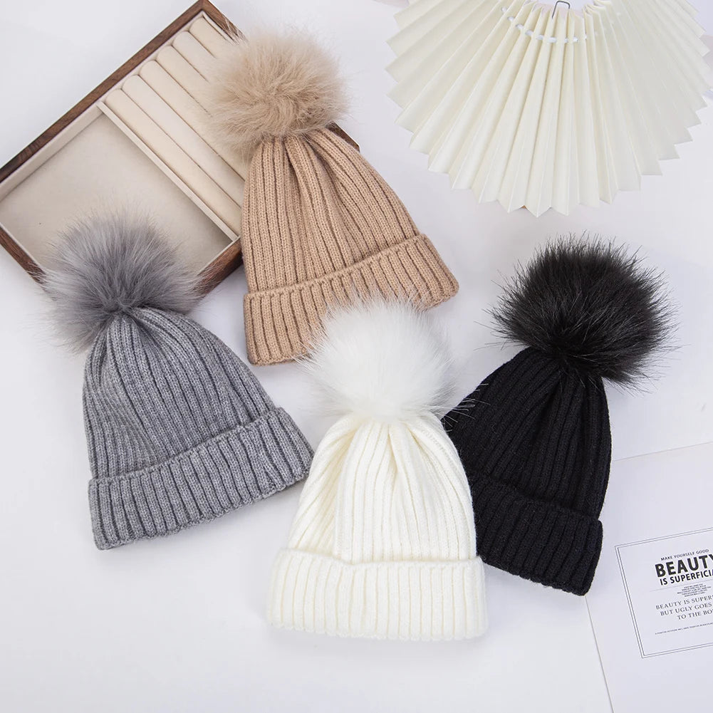 Big Pompom Cute Beanies Caps
