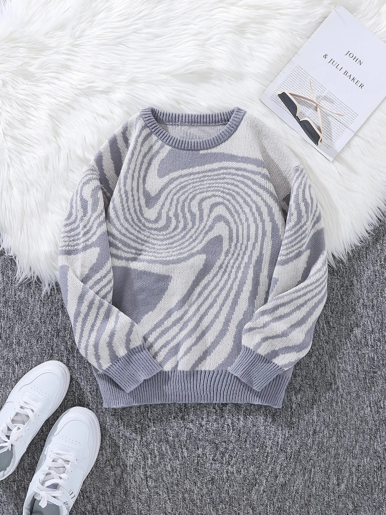 Jacquard Pattern Casual Knitted sweater