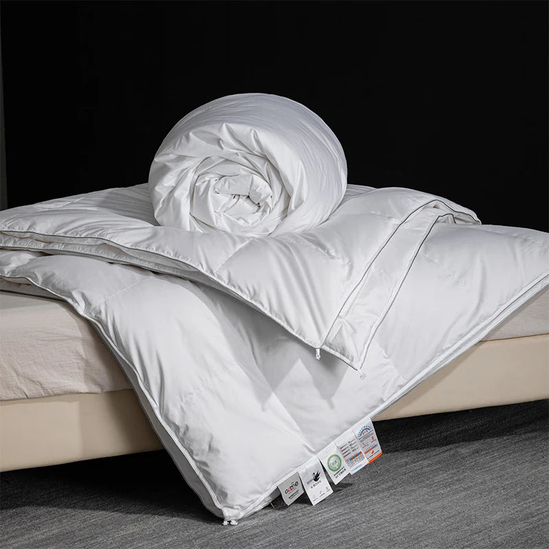 King Size Goose Down & Silk Duvet Set - Master Bedroom Luxury, 240x260cm, Zipper Connect