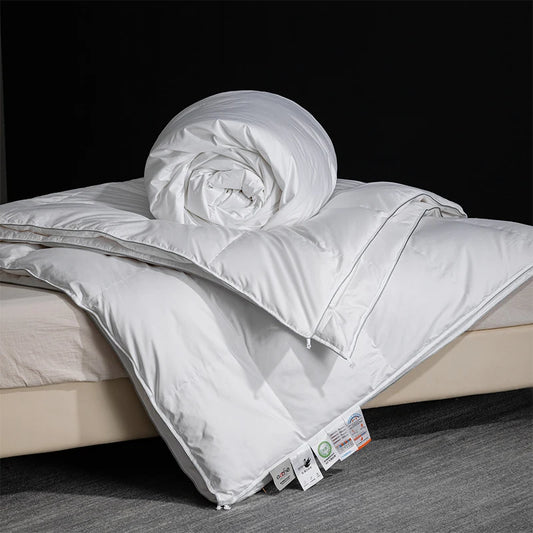 King Size Goose Down & Silk Duvet Set - Master Bedroom Luxury, 240x260cm, Zipper Connect