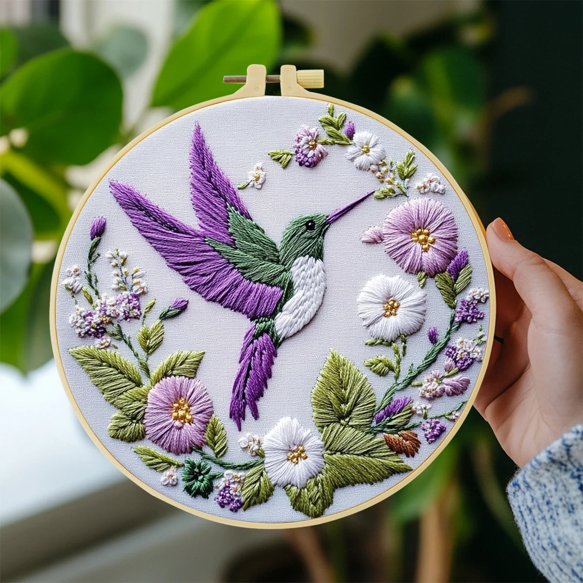 Hummingbird  Embroidery Starter Kit DIY Cross Stitch Set for Beginner Printed Sewing Art Craft Painting Home Decor Needle Art