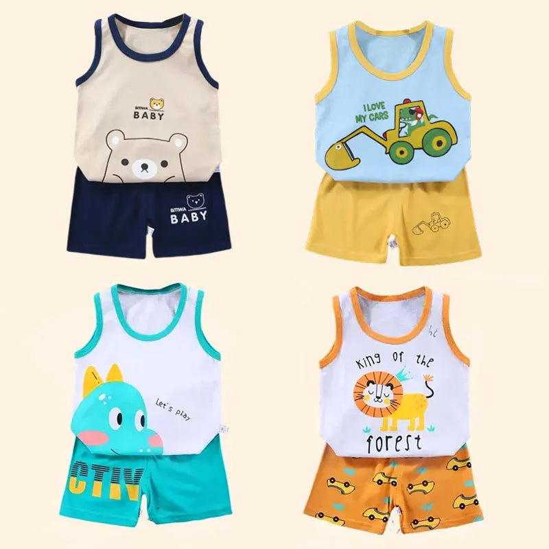 2 PCS Children Vest Suit T-Shirts