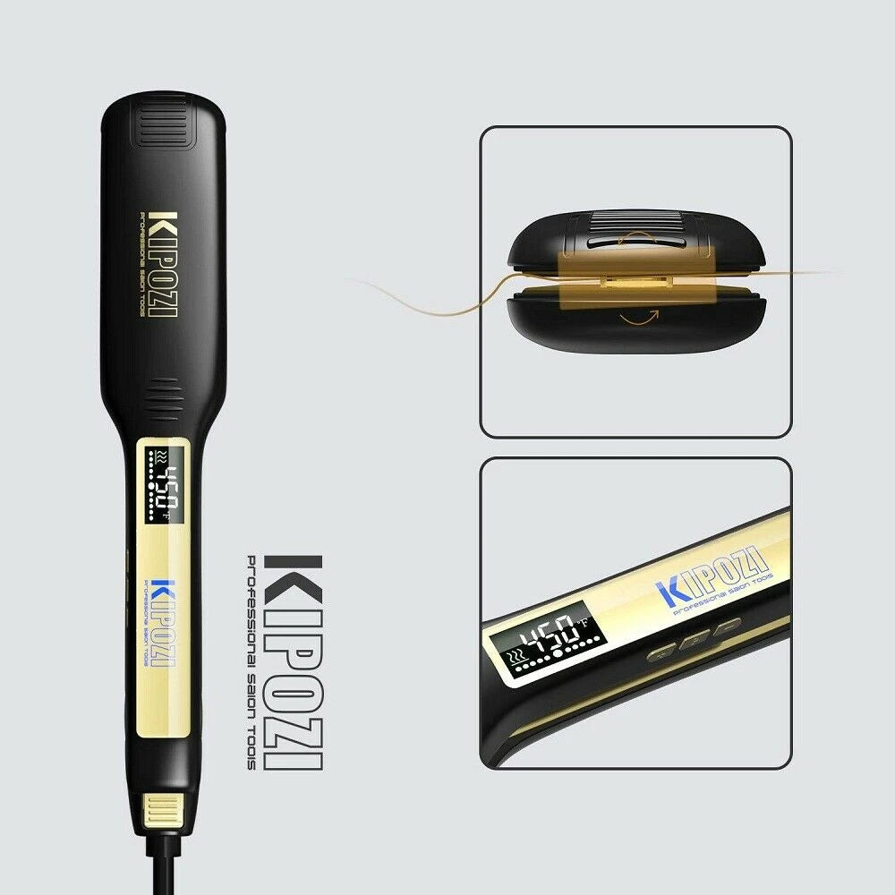 Titanium Flat Iron Hair Straightener LCD Display