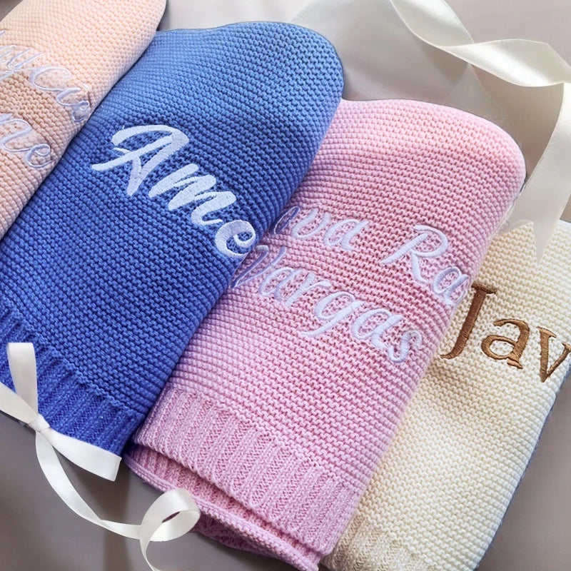Embroidered Name Knitted Blanket