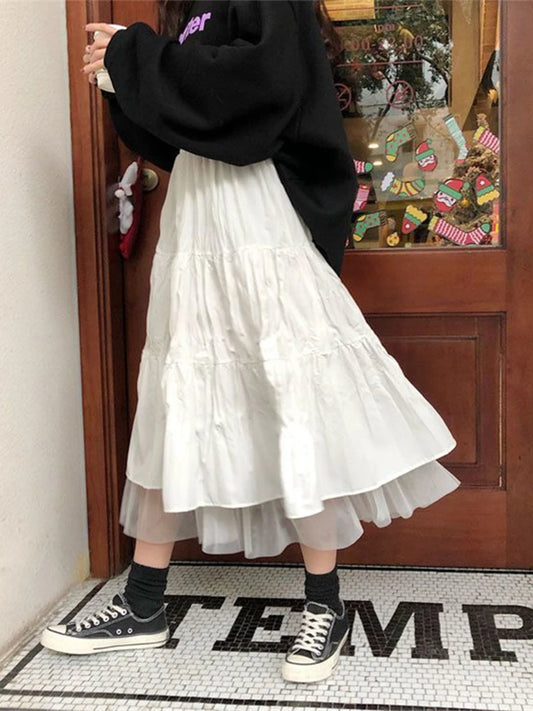Women Mesh Tutu Pleated Street wear Skirts