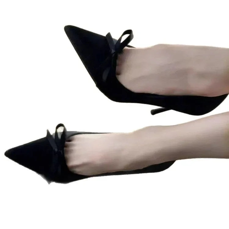 French Pointed Women's Butterfly Knot High Heels