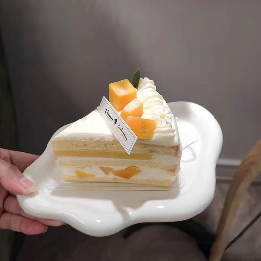 Creative Simple White/silver Ceramic Plate Household High-value Dessert Plate Jewelry Storage Plate Cloud Plate