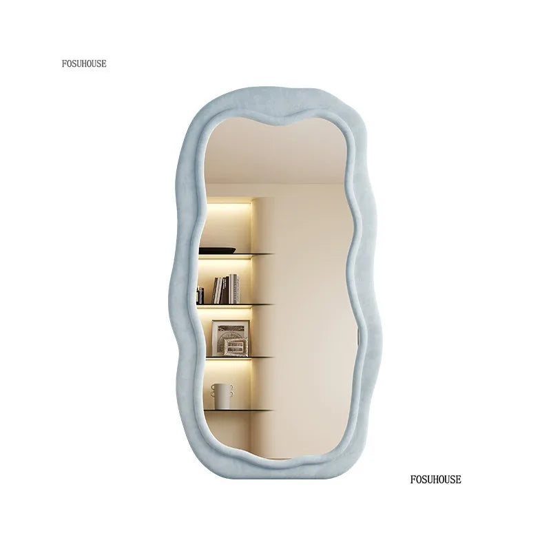 French Special-shaped Home Full-body Floor Mirrors Home Living Room Bedroom Designer Mirror Luxury Wave Full-length Mirror