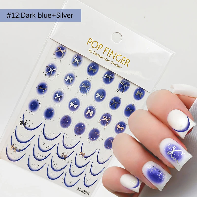 3 D White Bow knot Flower Nail Art Sticker