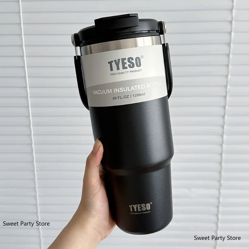 Tyeso 600/750/900/1050/1200ML Stainless Steel Thermos Bottle Car Coffee Cup Sports Water Bottles Keeps Cold and Heat Thermal Mug