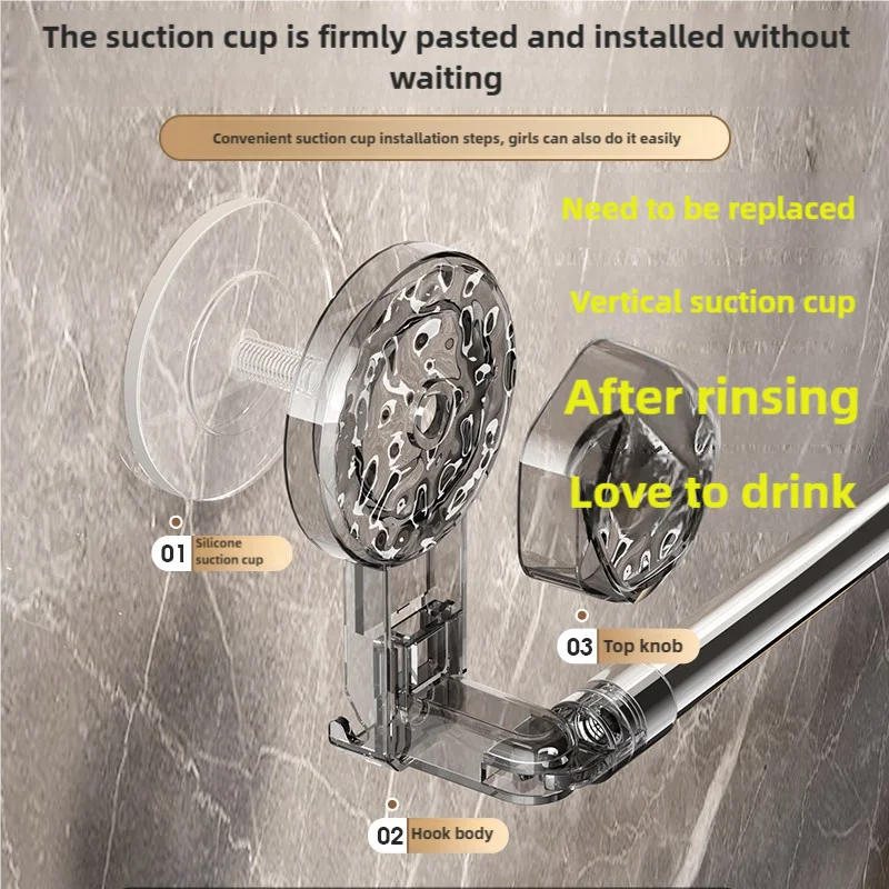 Suction cup Wall Towel Rack no drilling single rod retractable towel rack self-adhesive storage rack kitchen bathroom accessorie