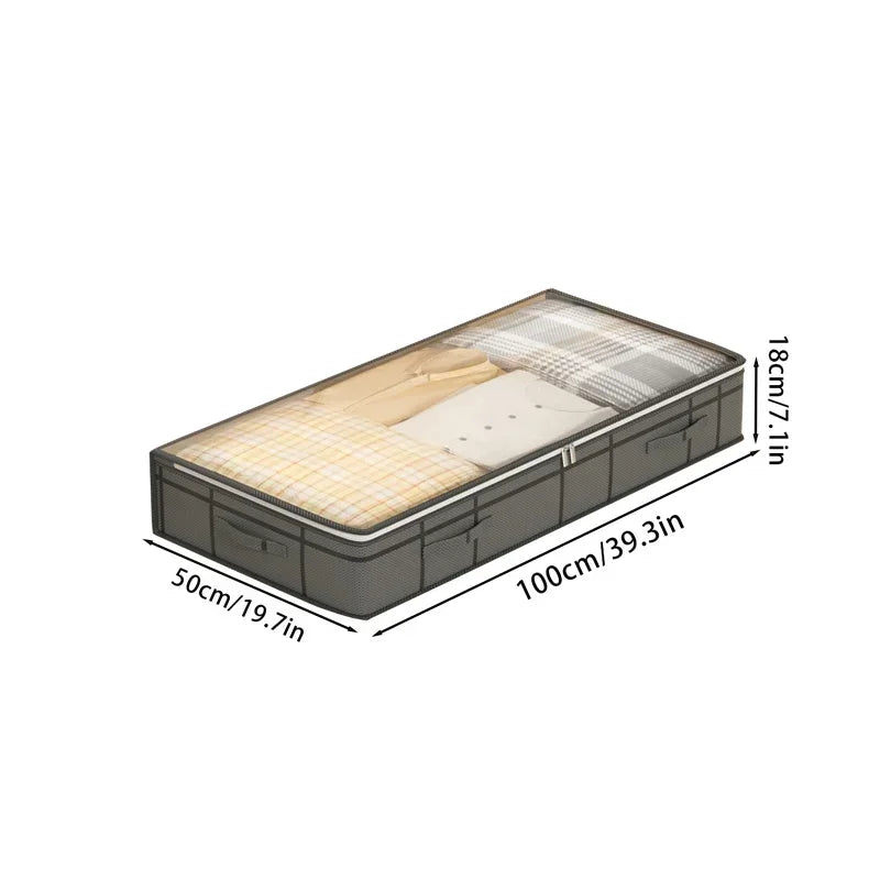 1/2PCS foldable non-woven bed bottom storage bag Large capacity clothing blanket storage bag Tidy bedroom closet dust space save