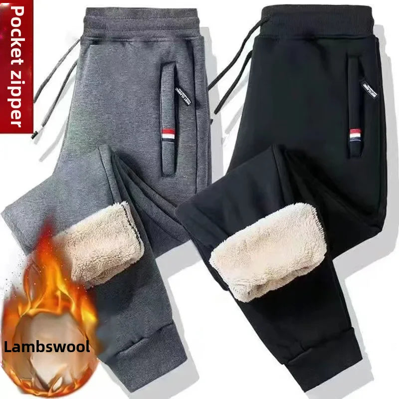 Breathable Men's Casual winter fleece-lined Trousers