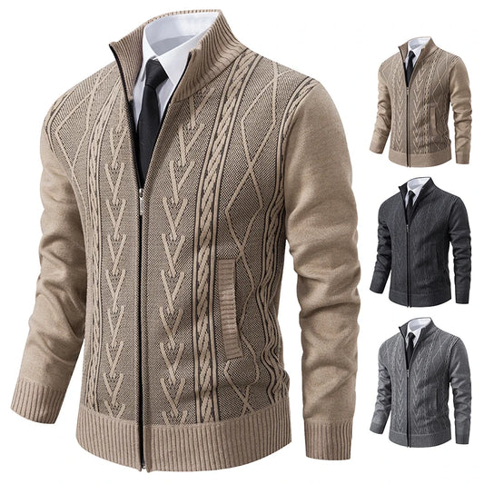 Cashmere padded warm casual men's knitted sweater coat