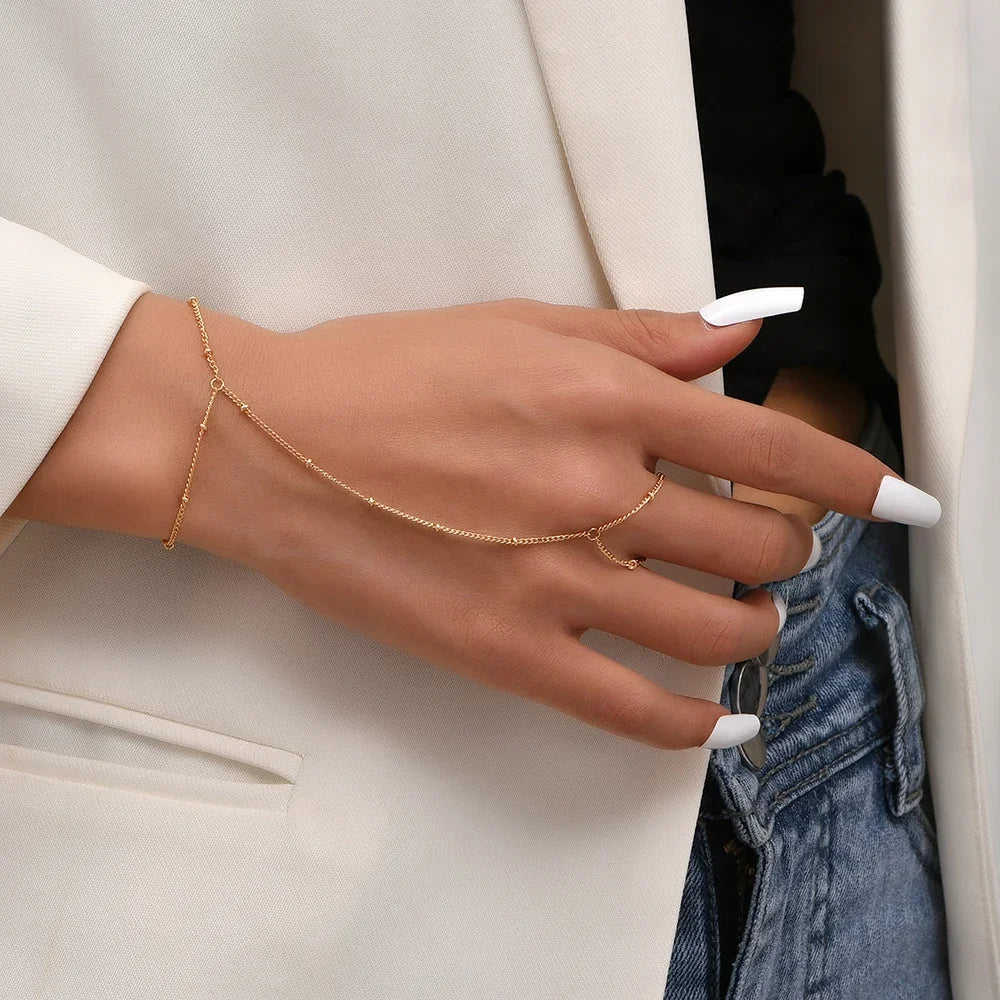 Dainty Hand Chain Bracelet Ring