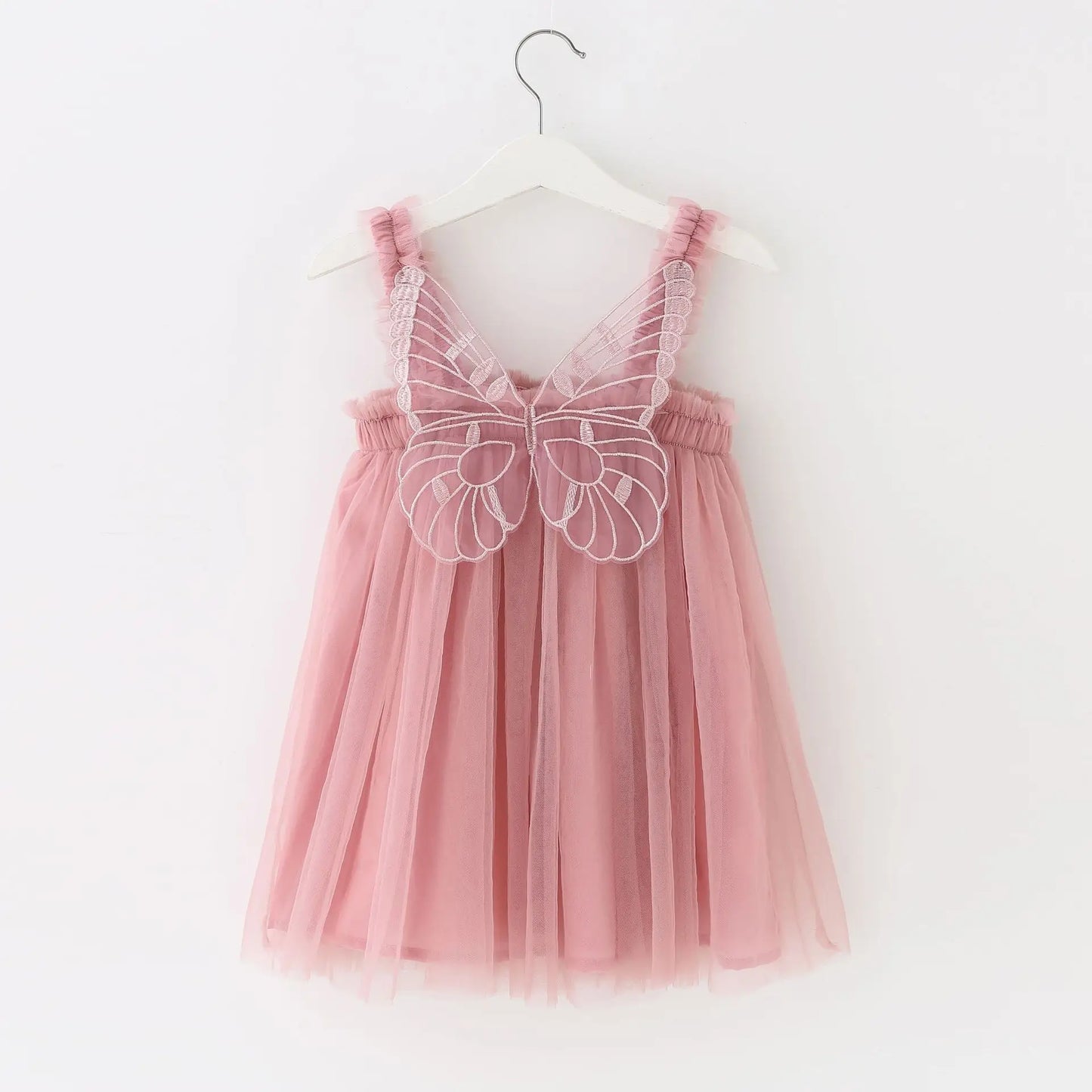 Rainbow Colorful  Pleated Kids Suspenders Dress